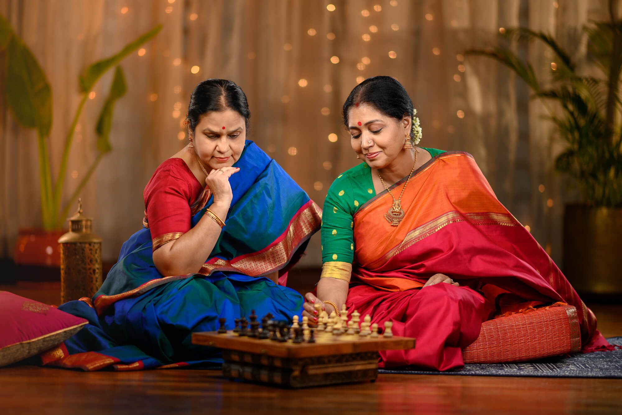 Lifestyle Product Photography for Kanjivaram Saree Brand Weavemaya featuring Sudha Belavadi