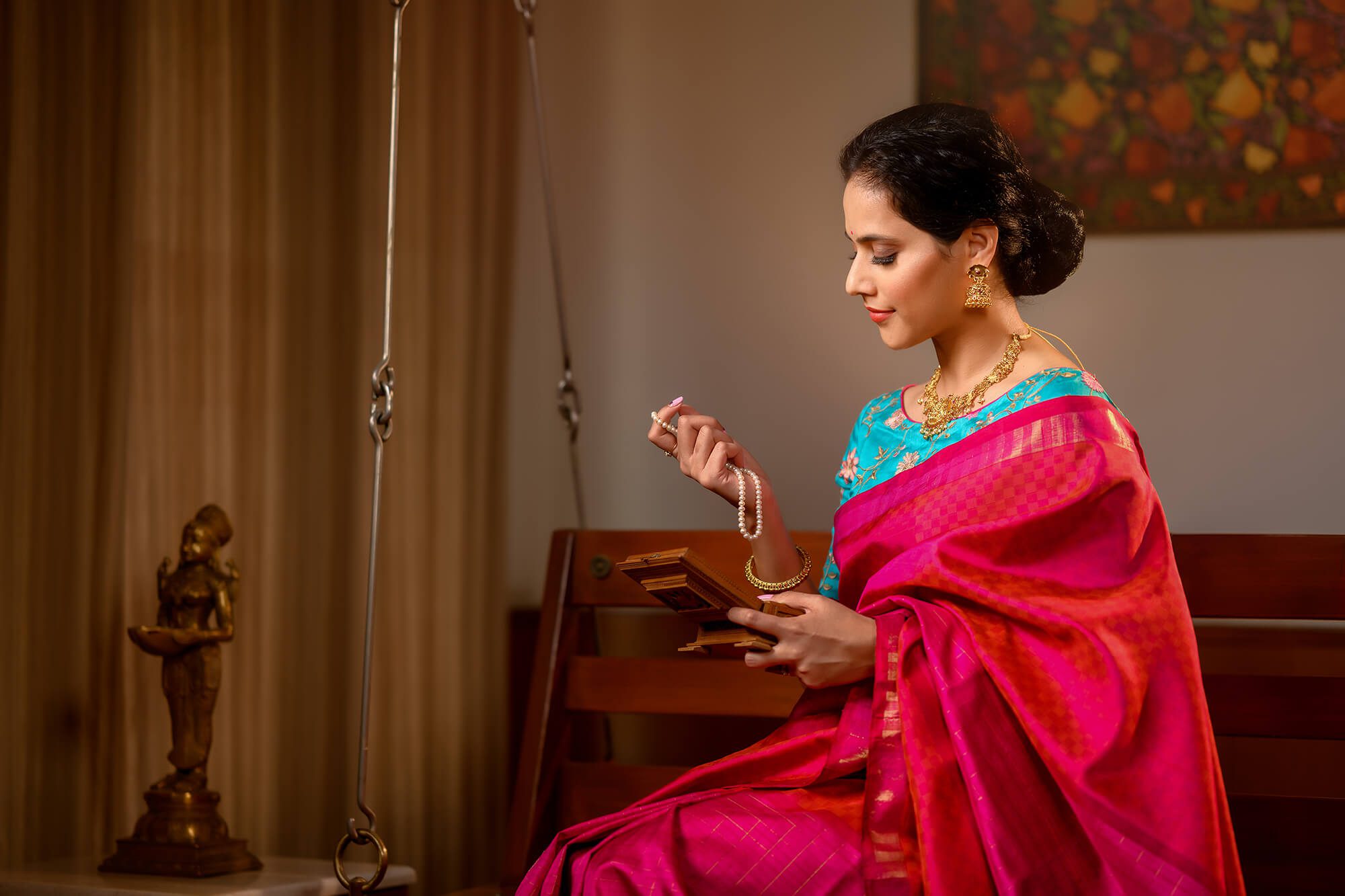 Lifestyle Product Photography for Kanjivaram Saree Brand Weavemaya featuring Lekha and Ishwarya