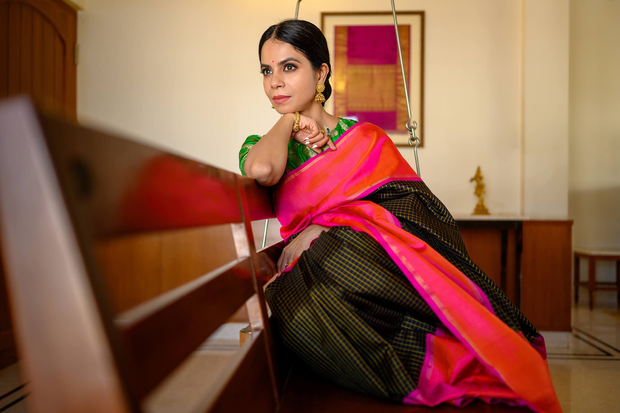 Lifestyle Product Photography for Kanjivaram Saree Brand Weavemaya featuring Lekha and Ishwarya